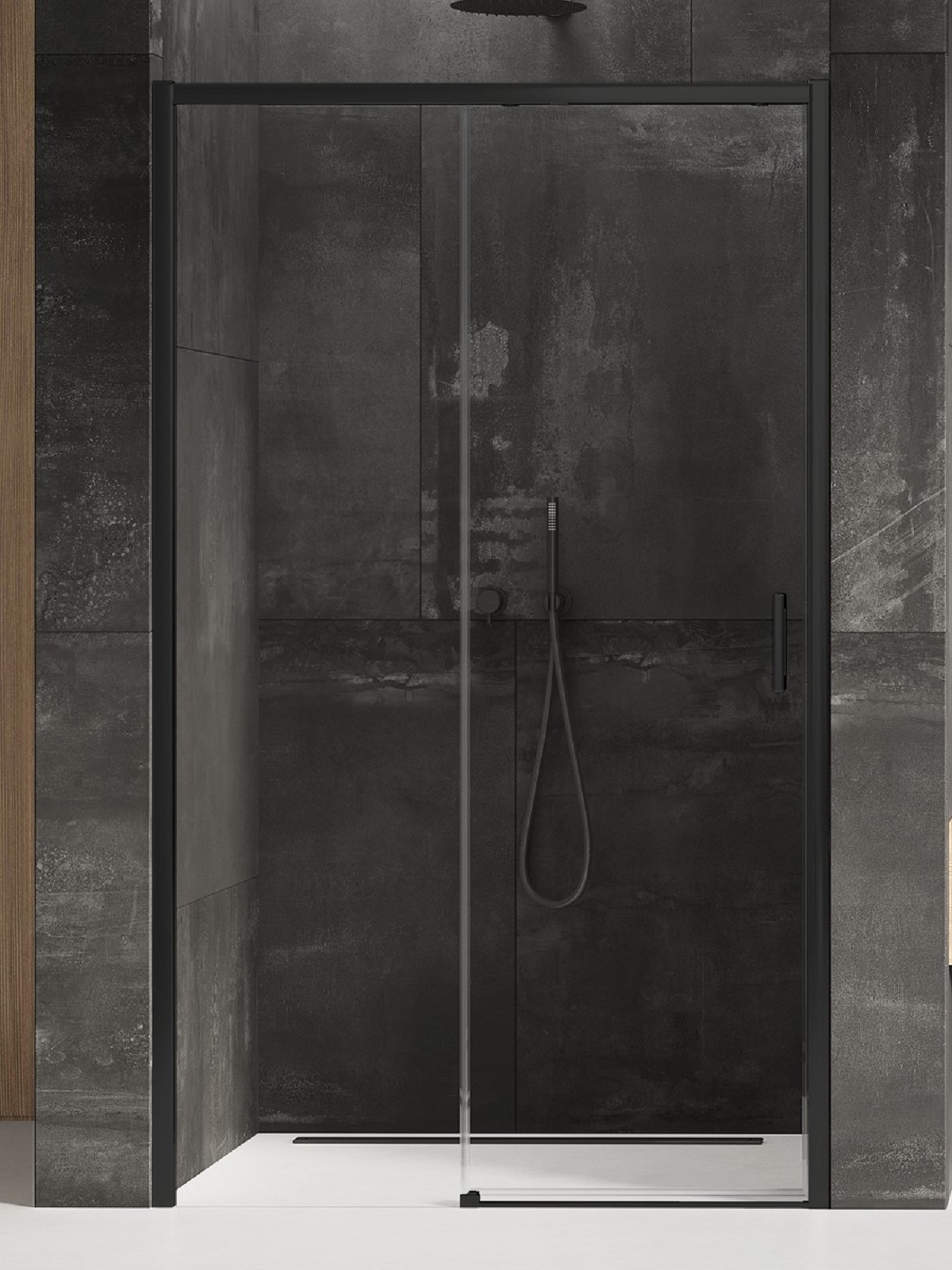 New Trendy Prime Black puerta de ducha 150 cm corredera negro mate/vidrio transparente D-0326A
