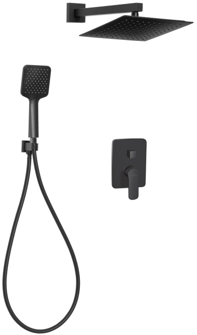 Invena Siros conjunto de ducha empotrado con rociador con efecto lluvia negro BS-90-011