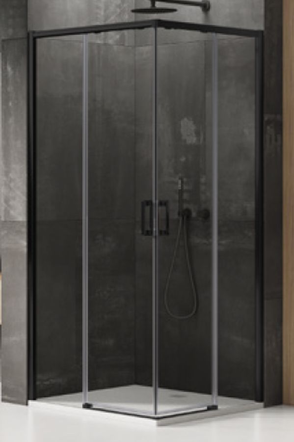 New Trendy Prime cabina de ducha 100x90 cm rectangular negro mate/vidrio transparente D-0316A/D-0315A