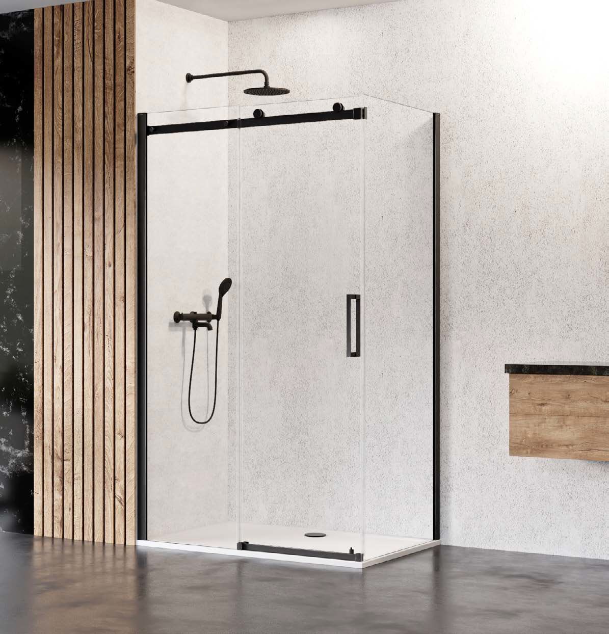 New Trendy Sling Black cabina de ducha 100x80 cm rectangular negro mate/vidrio transparente D-0269A/D-0117B