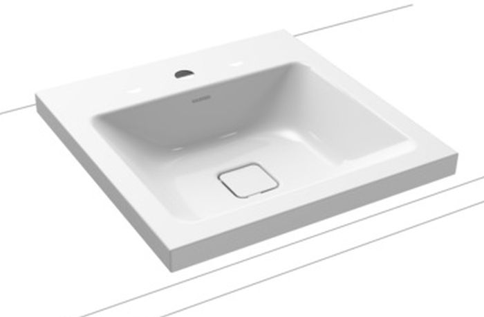 Kaldewei Cono lavabo 50x50 cm cuadrada sobre encimera blanco 908306013001