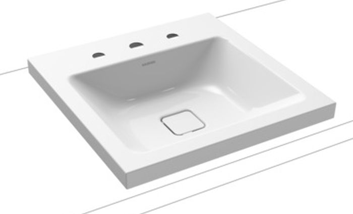 Kaldewei Cono lavabo 50x50 cm cuadrada sobre encimera blanco 908306033001