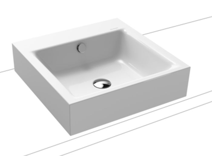Kaldewei Puro lavabo 46x46 cm cuadrada sobre encimera blanco 900606003001