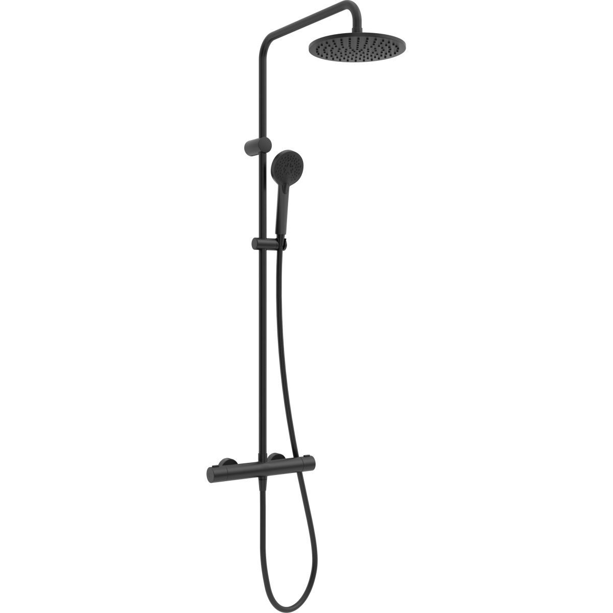 Oltens Atran conjunto de ducha a pared con termostato con rociador con efecto lluvia negro mate 36500300