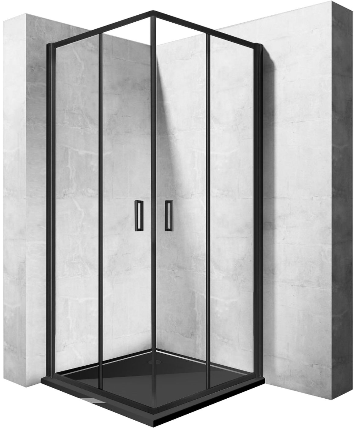 Rea Punto cabina de ducha 90x90 cm cuadrada negro semimate/vidrio transparente REA-K4801