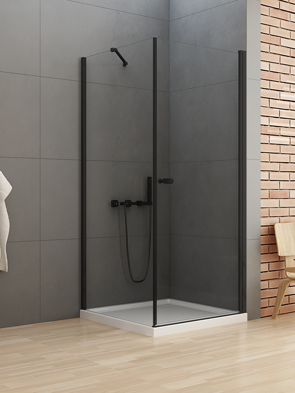 New Trendy New Soleo Black cabina de ducha 90x70 cm rectangular negro mate/vidrio transparente D-0229A/D-0115B