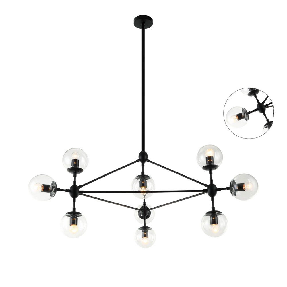 Open Design Bao lámpara de techo x8 W negro-transparente OR80094