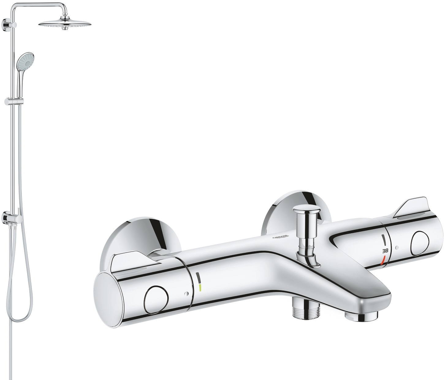 Conjunto conjunto de ducha Grohe Euphoria 27421002, grifo de bañera y ducha Grohe Grohtherm 800 34567000