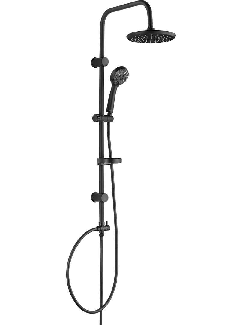 Kuchinox Cento conjunto de ducha a pared con rociador con efecto lluvia negro PKC70OX