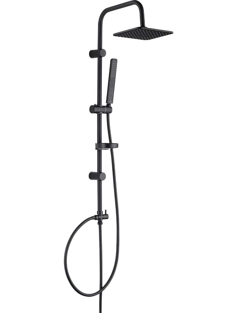 Kuchinox Ares conjunto de ducha a pared con rociador con efecto lluvia negro PG370KX