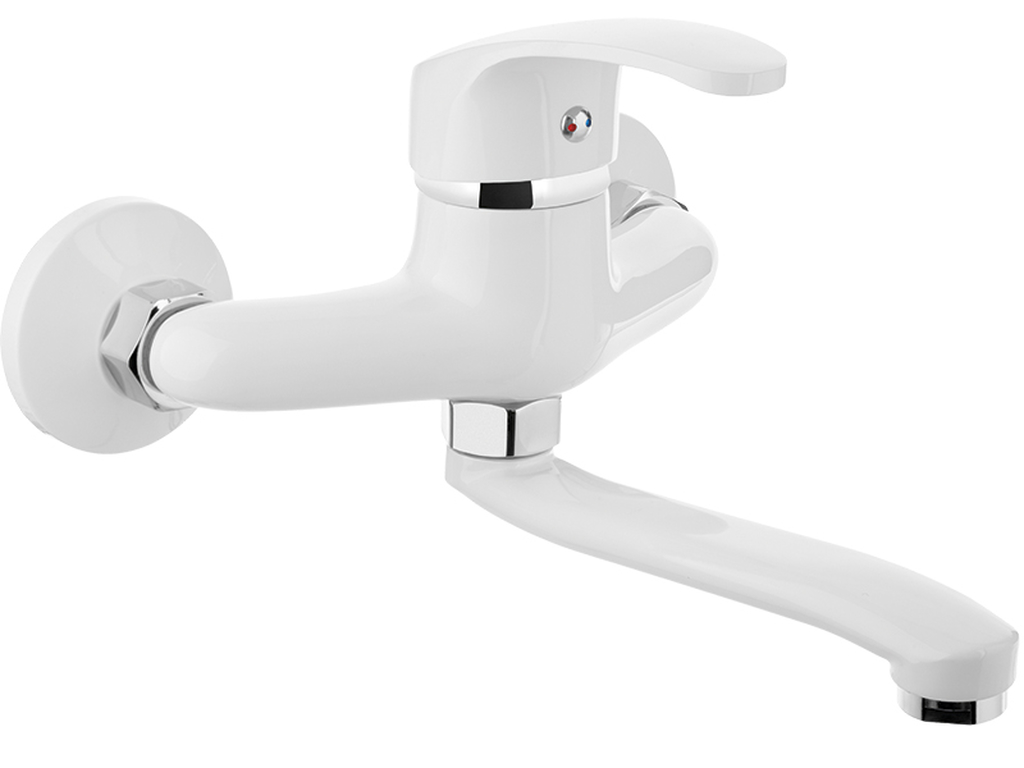 Kuchinox Kakadu grifo para lavabo a pared blanco BKK650D