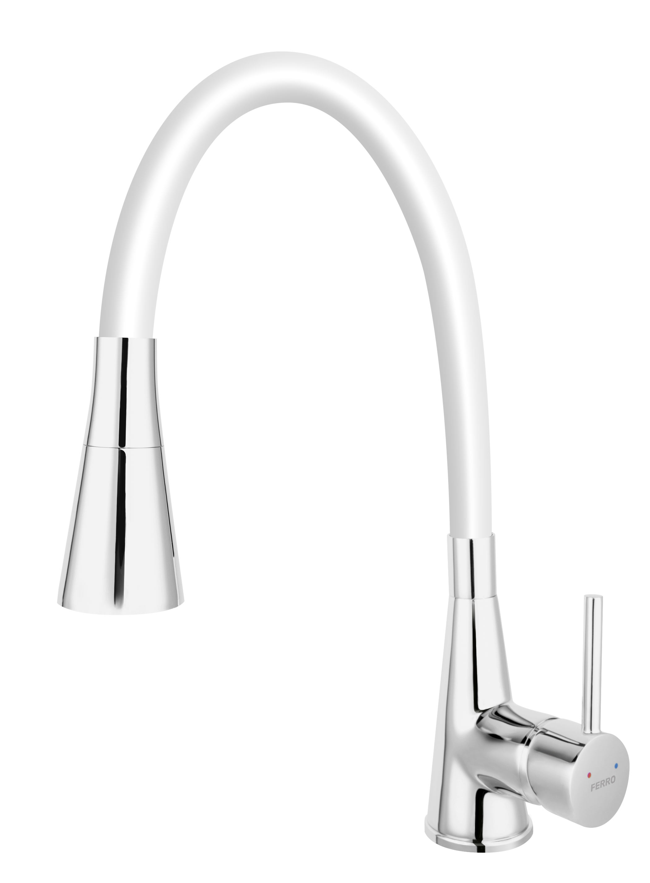 Ferro Zumba II grifo de cocina de pie cromo-blanco BZA42W