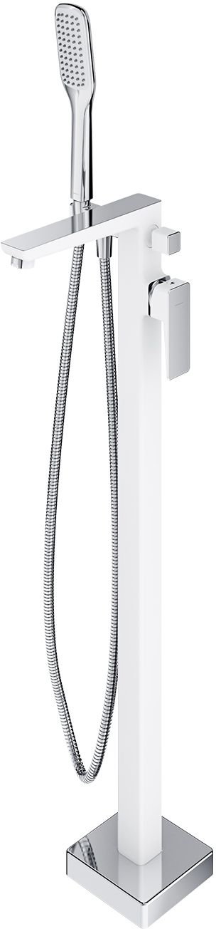 Omnires Parma grifo de bañera y ducha en suelo cromo-blanco PM7433CRB