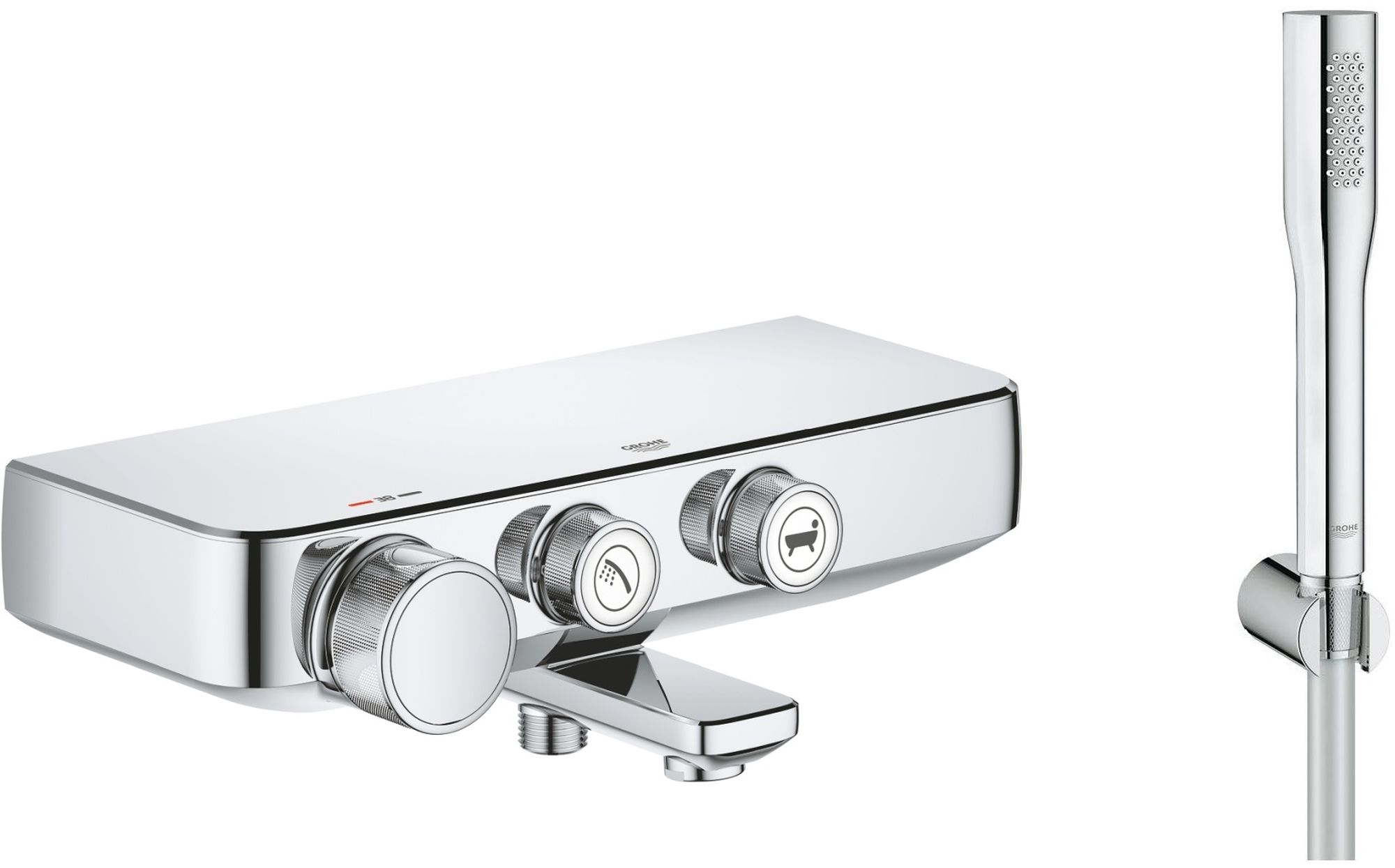 Conjunto grifo de bañera y ducha Grohe Grohtherm SmartControl 34718000, conjunto de ducha Grohe Euphoria 27369000