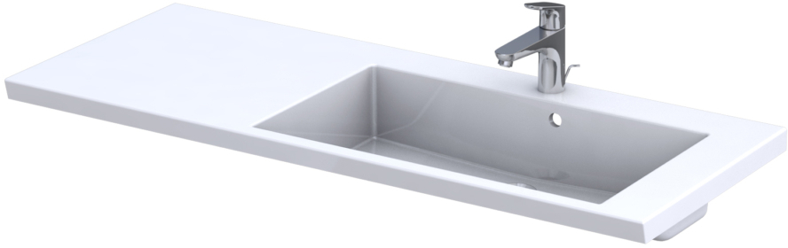 Oristo Brylant lavabo 125x50 cm rectangular para mueble blanco UME-BR-125-92-P