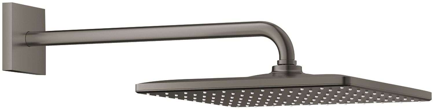Grohe Rainshower brazo de ducha con efecto lluvia 31x31 cm cuadrada Brushed Hard Graphite 26564AL0
