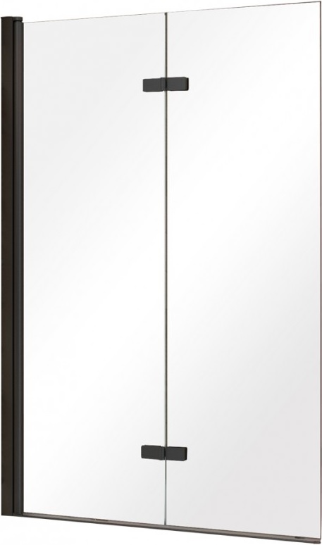 Besco Lumix mampara de bañera 100 cm dos piezas negro mate/vidrio transparente PLB-2S