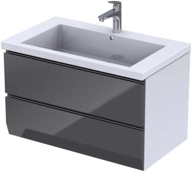 Oristo Brylant armario 84.5x48.5x50 cm suspendido, para lavabo blanco-grafito OR36-SD2S-85-5