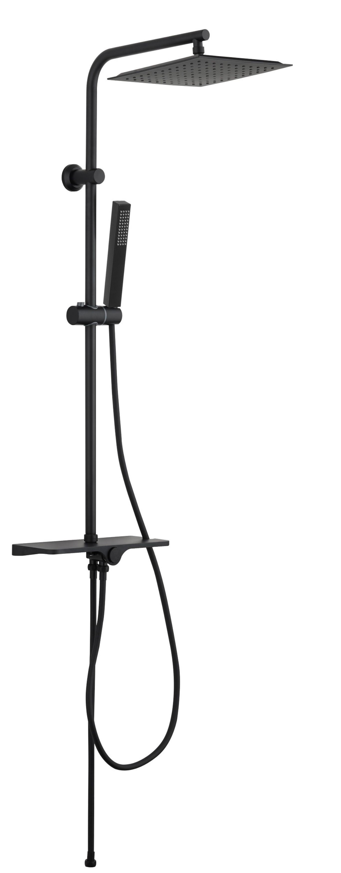 Invena Svart conjunto de ducha a pared con rociador con efecto lluvia negro AU-85-D04