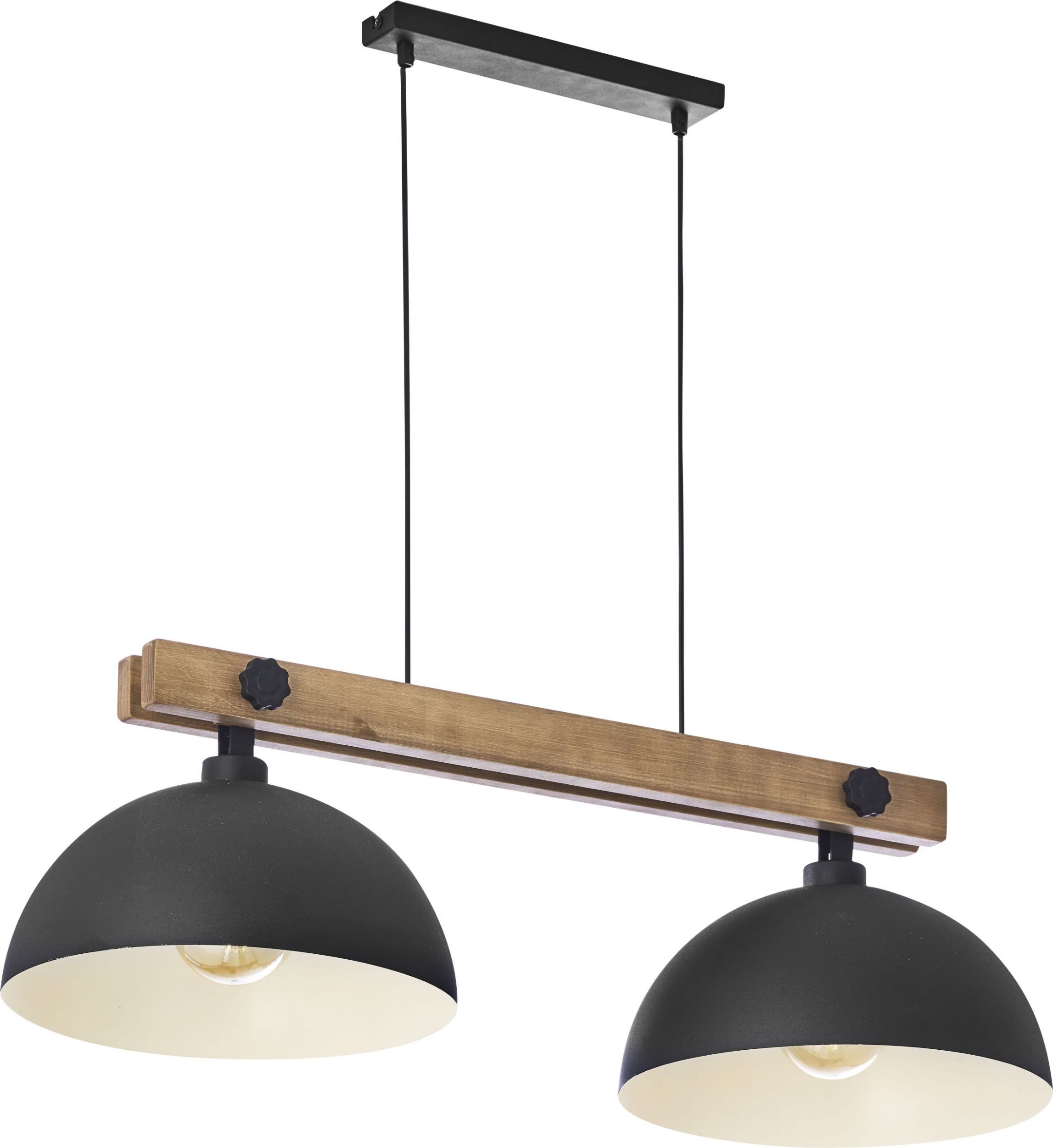 TK Lighting Oslo lámpara colgante 2x60 W negro-madera 1706