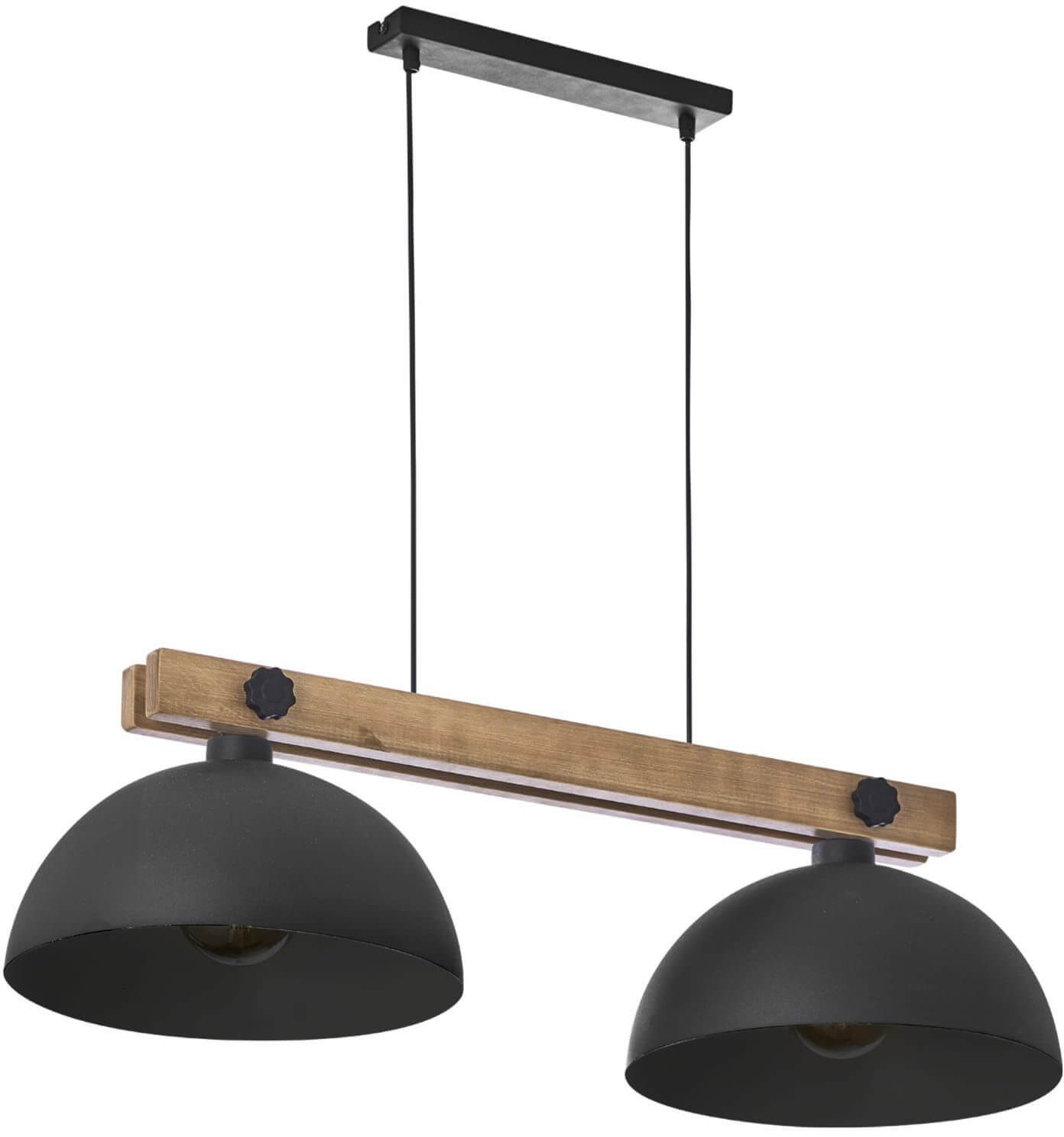 TK Lighting Oslo lámpara colgante 2x60 W negro-madera 1706