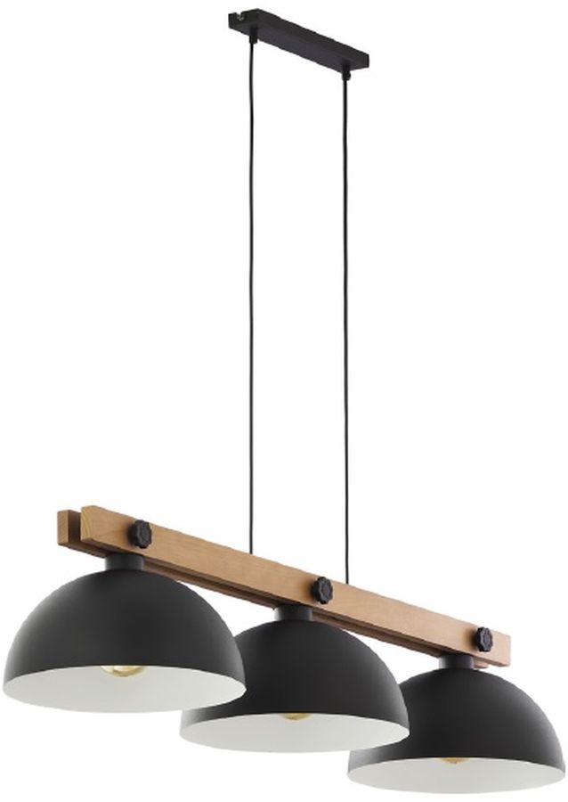 TK Lighting Oslo lámpara colgante 3x60 W negro-madera 1759