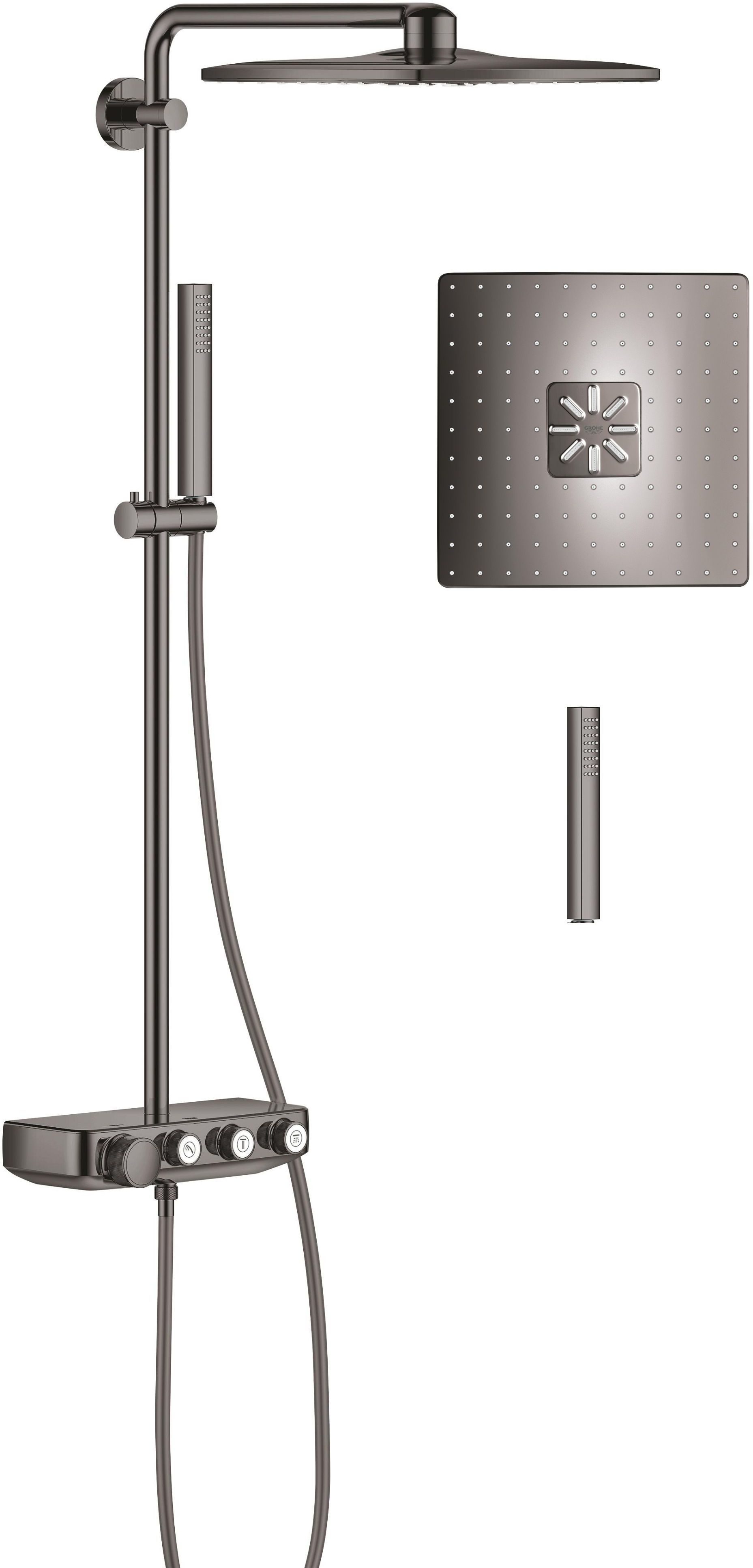 Grohe Euphoria conjunto de ducha a pared con termostato con rociador con efecto lluvia Hard Graphite 26508A00