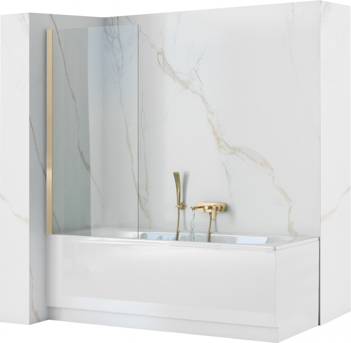 Rea Elegant Gold parawan nawannowy 80 cm złoty/szkło przezroczyste REA-W5601
