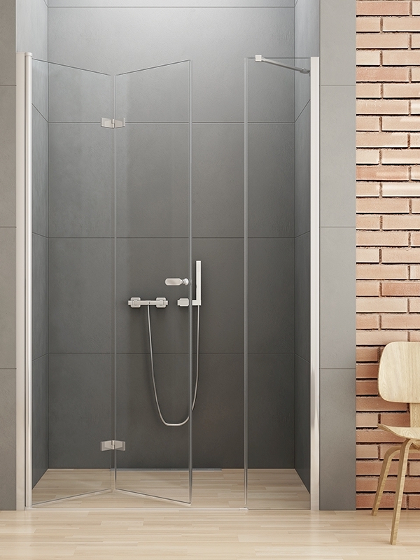 New Trendy New Soleo puerta de ducha 140 cm plegable cromo brillante/vidrio transparente D-0150A/D-0096B
