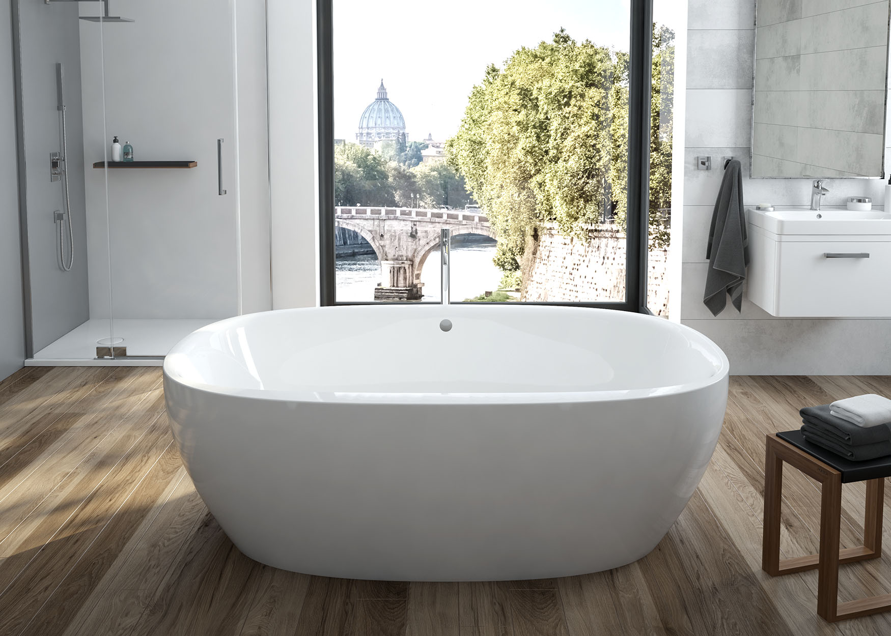 Hoesch iSensi bañera exenta 190x120 cm oval blanco 3823.010