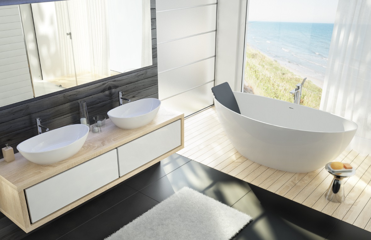 Hoesch Namur lavabo 50x30 cm oval sobre encimera blanco 4410.010