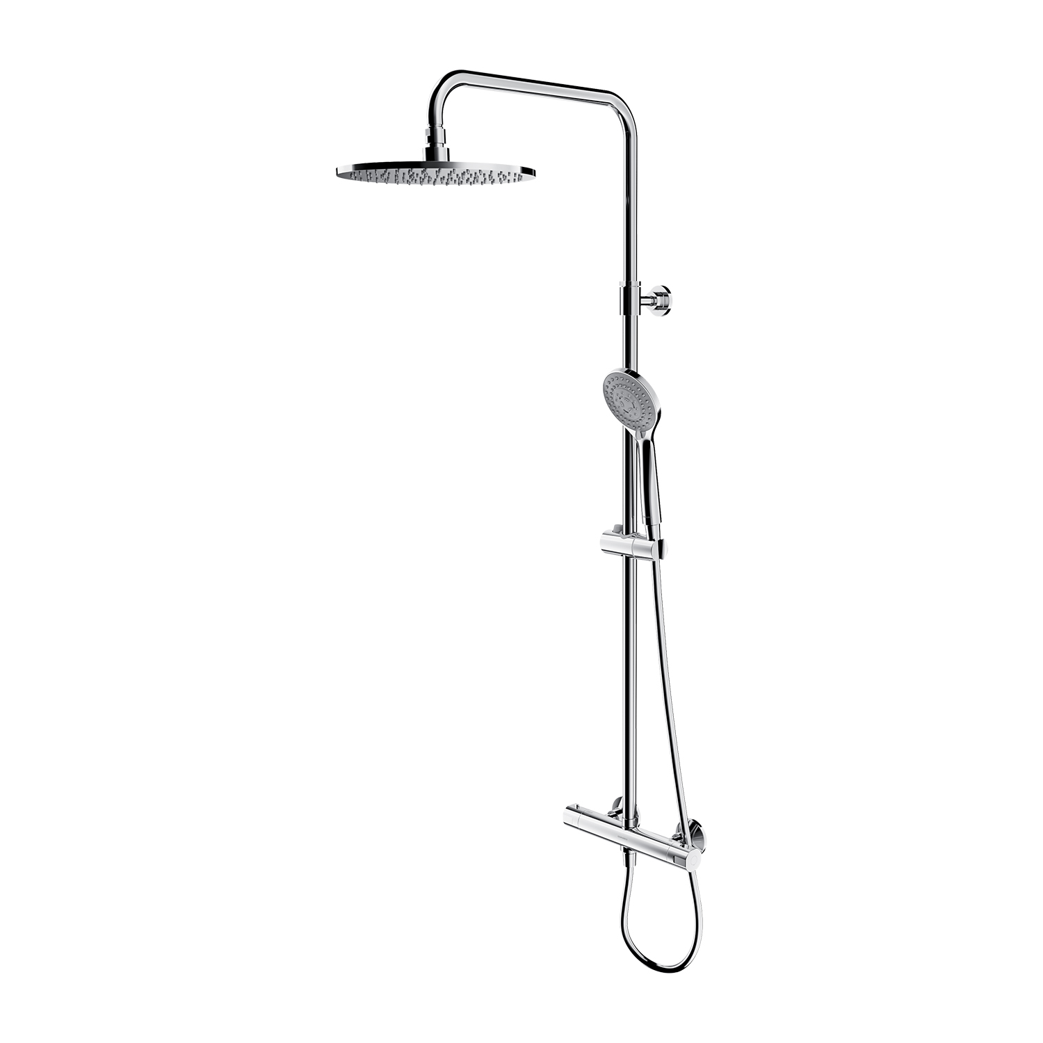 Omnires Y conjunto de ducha a pared con termostato con rociador con efecto lluvia cromo Y1244LUXLCR