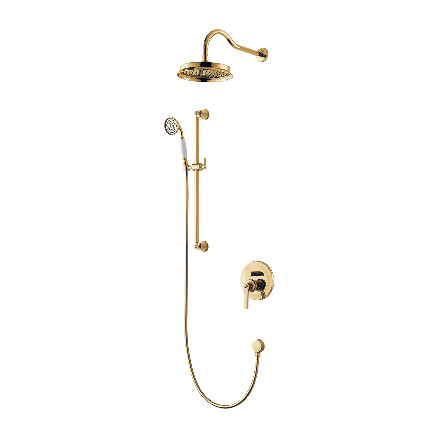 Omnires Armance conjunto de ducha empotrado con rociador con efecto lluvia oro SYSAM20GL