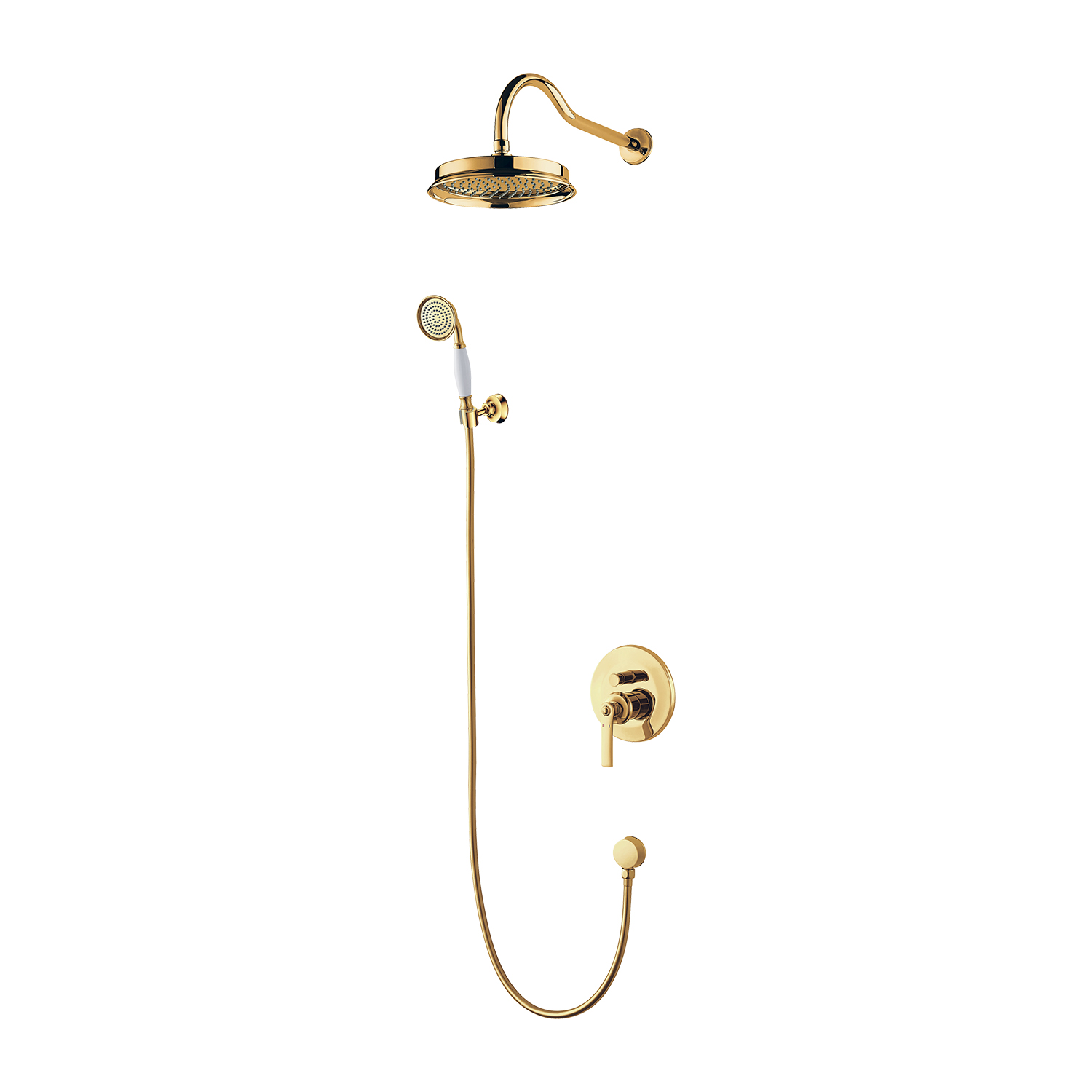 Omnires Armance conjunto de ducha empotrado con rociador con efecto lluvia oro SYSAM10GL