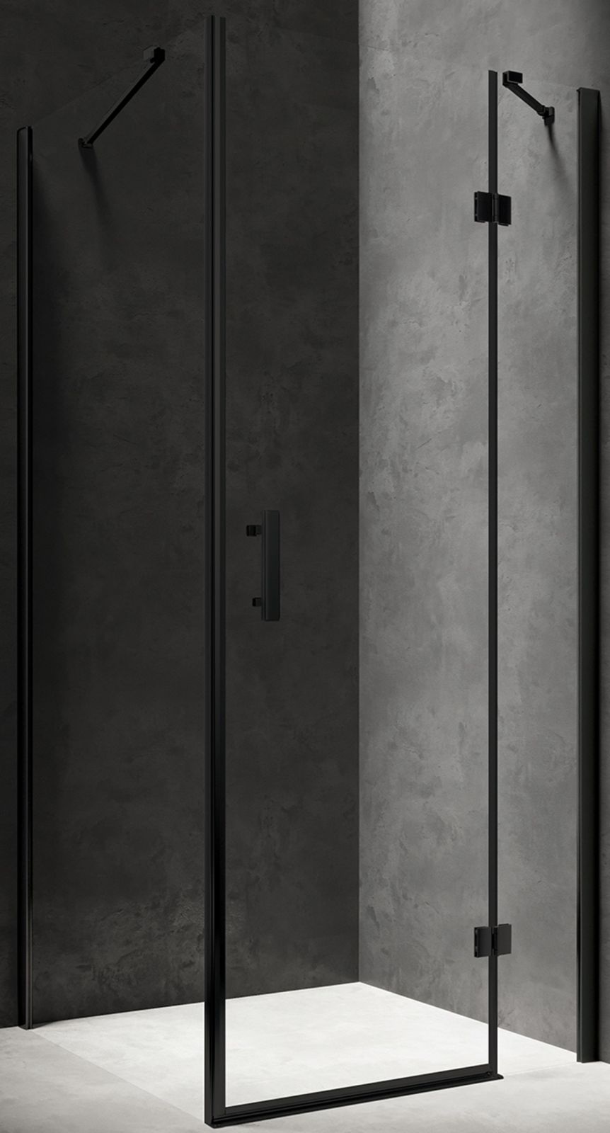 Omnires Manhattan cabina de ducha 80x80 cm cuadrada negro mate/vidrio transparente MH8080BLTR