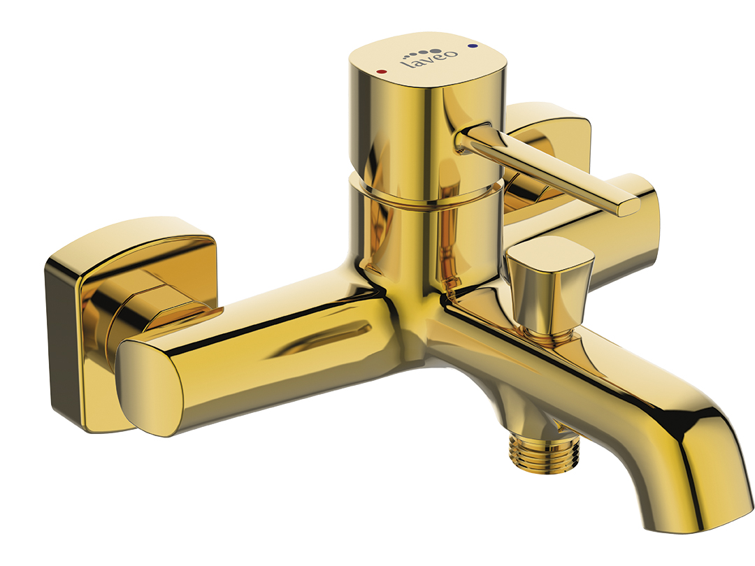 Laveo Pola grifo de bañera y ducha a pared oro BAPG10D