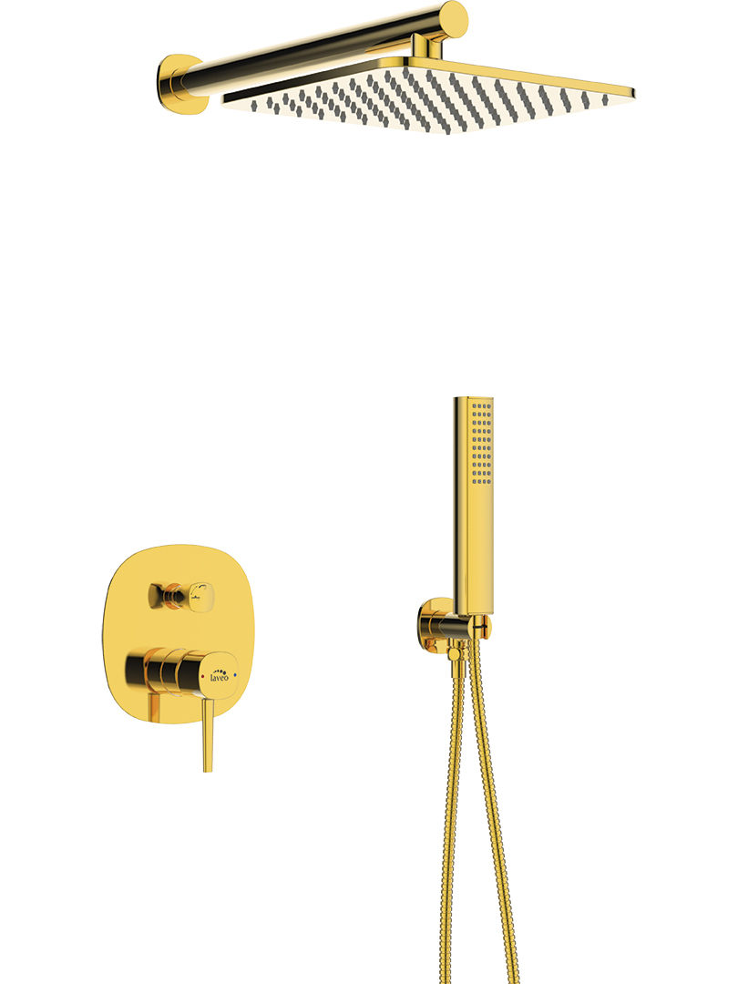 Laveo Pola conjunto de ducha empotrado con rociador con efecto lluvia oro BAPG01P