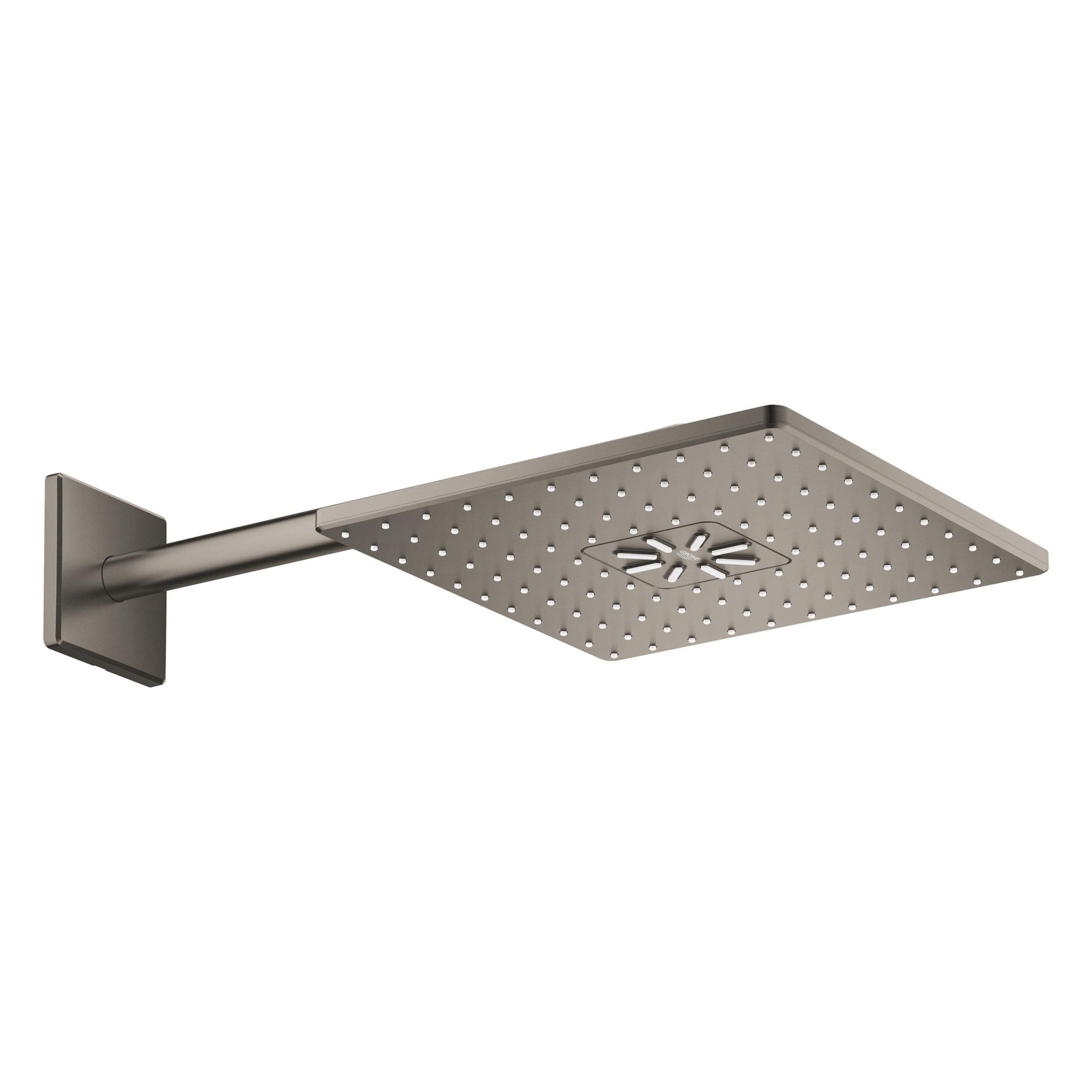 Grohe Rainshower brazo de ducha con efecto lluvia 31x31 cm cuadrada Brushed Hard Graphite 26479AL0