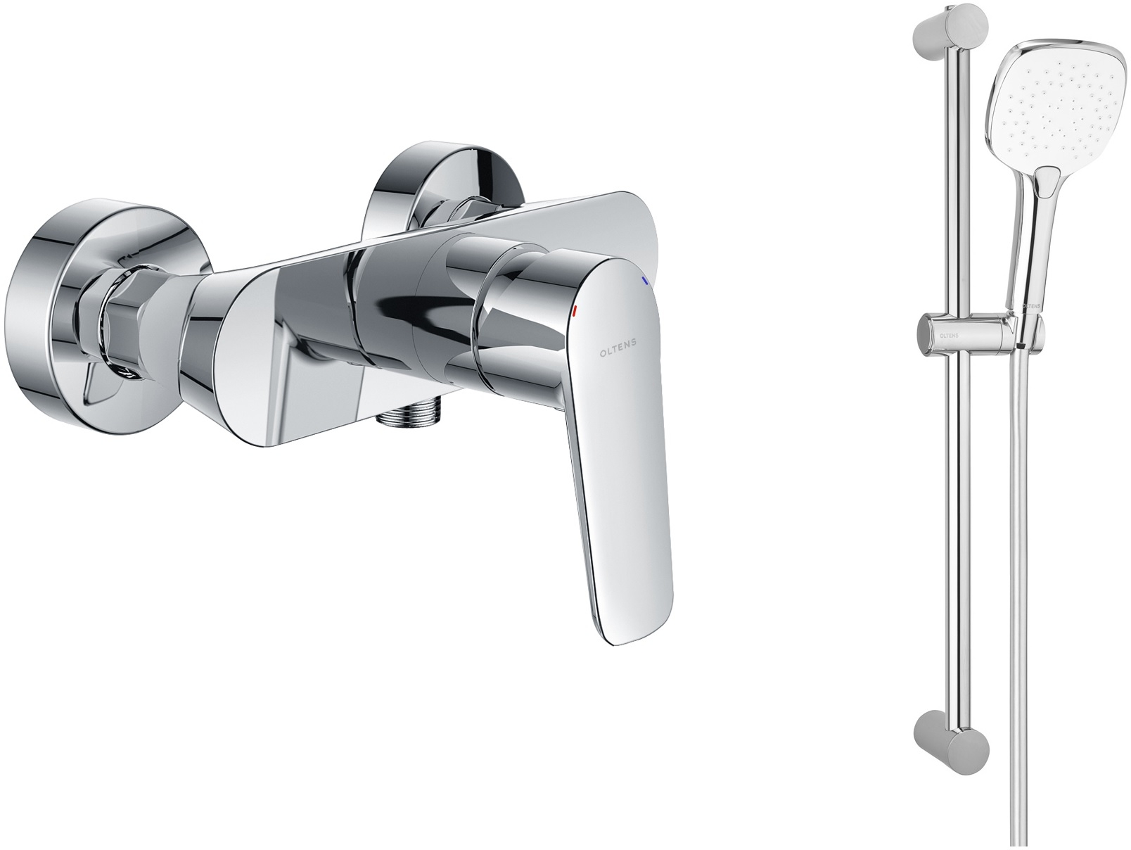 Conjunto grifo para ducha Oltens Vernal 33004100, barra de ducha Oltens Alling 37300100, 37102110, 37201100