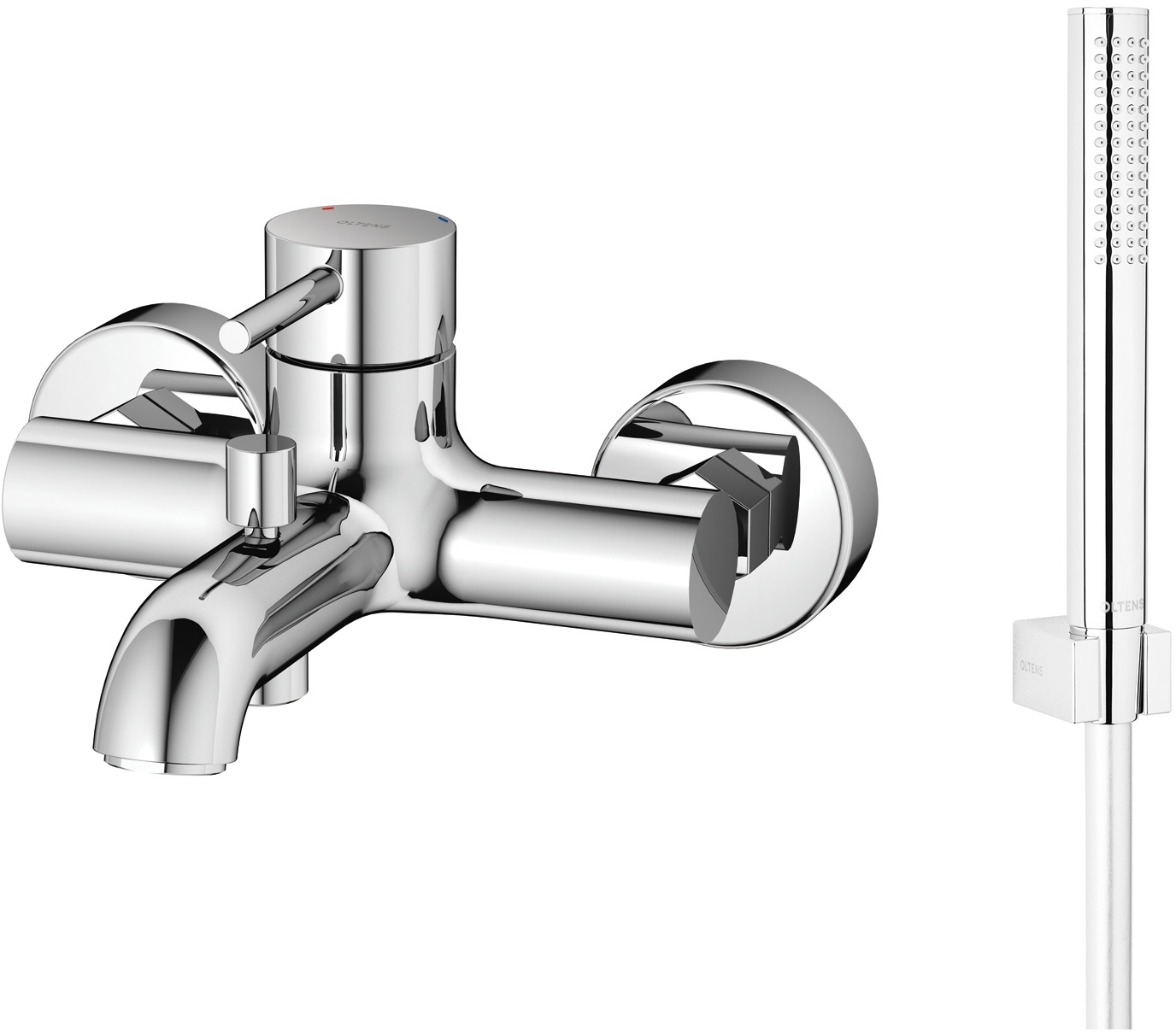 Conjunto grifo de bañera y ducha Oltens Molle 34000100, alcachofa de ducha Oltens Ume 37102100, 37200100, 37400100
