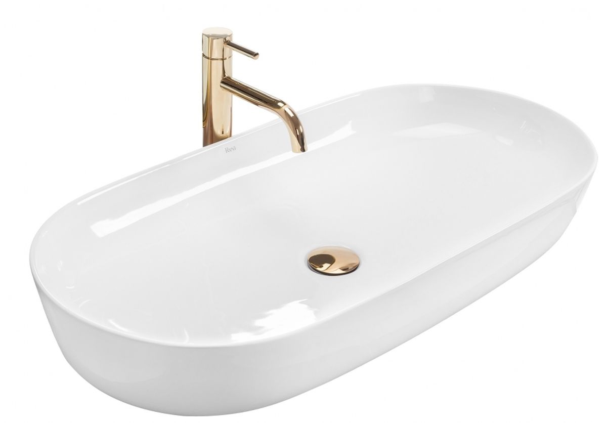 Rea Cleo lavabo 81x41 cm oval sobre encimera blanco REA-U0563