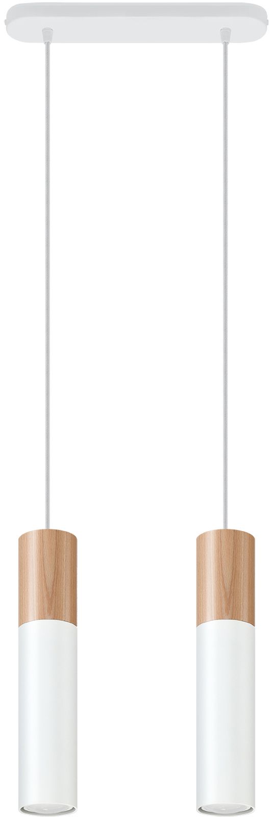 Sollux Lighting Pablo lámpara colgante 2x40 W blanco-madera SL.0629