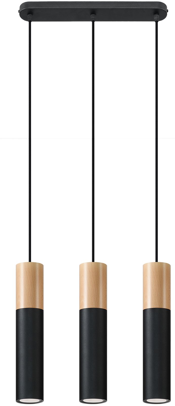 Sollux Lighting Pablo lámpara colgante 3x40 W negro-madera SL.0634