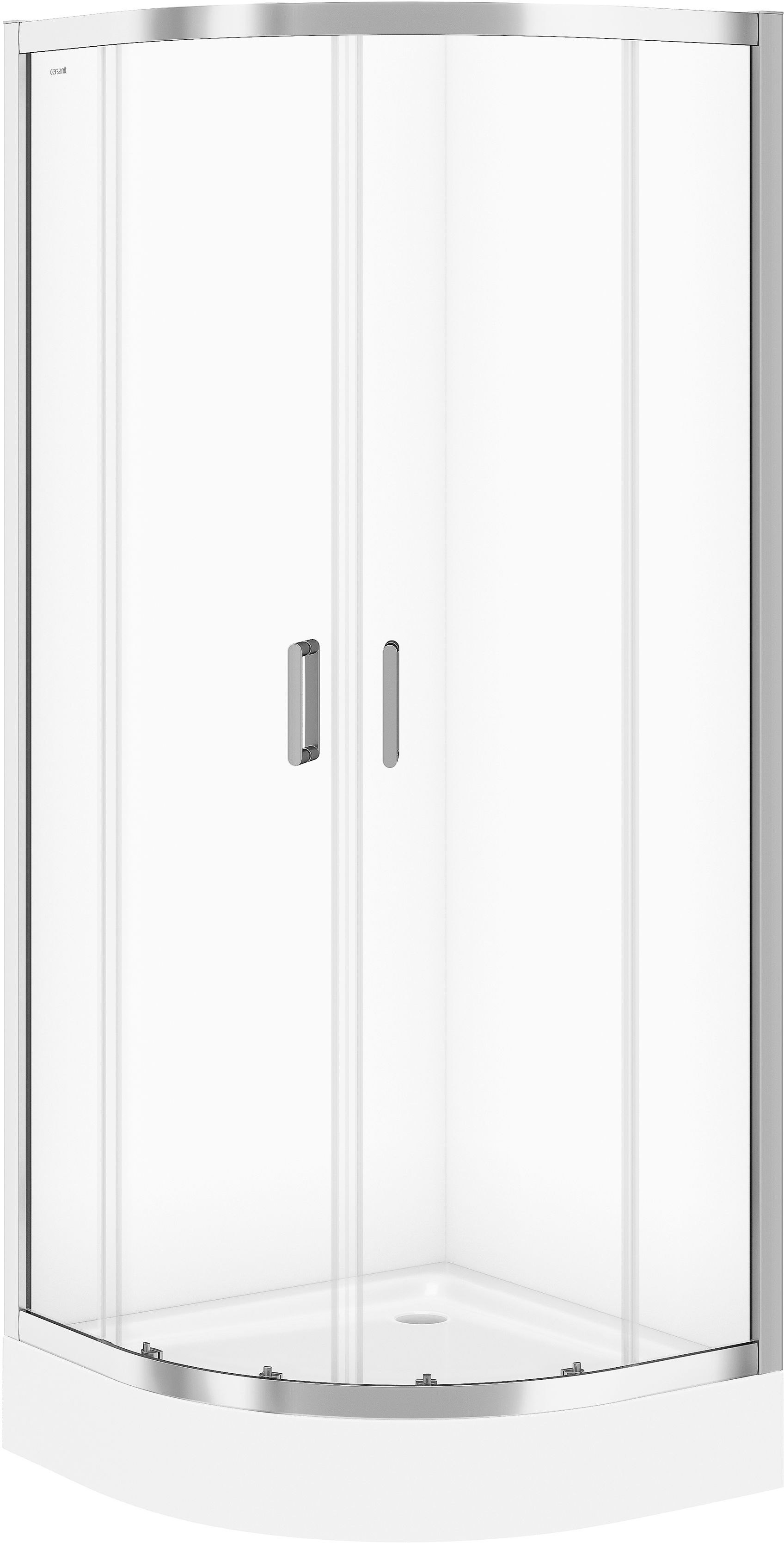 Conjunto cabina de ducha Cersanit Arteco S157-001, plato de ducha semicircular Cersanit Tako S204-003