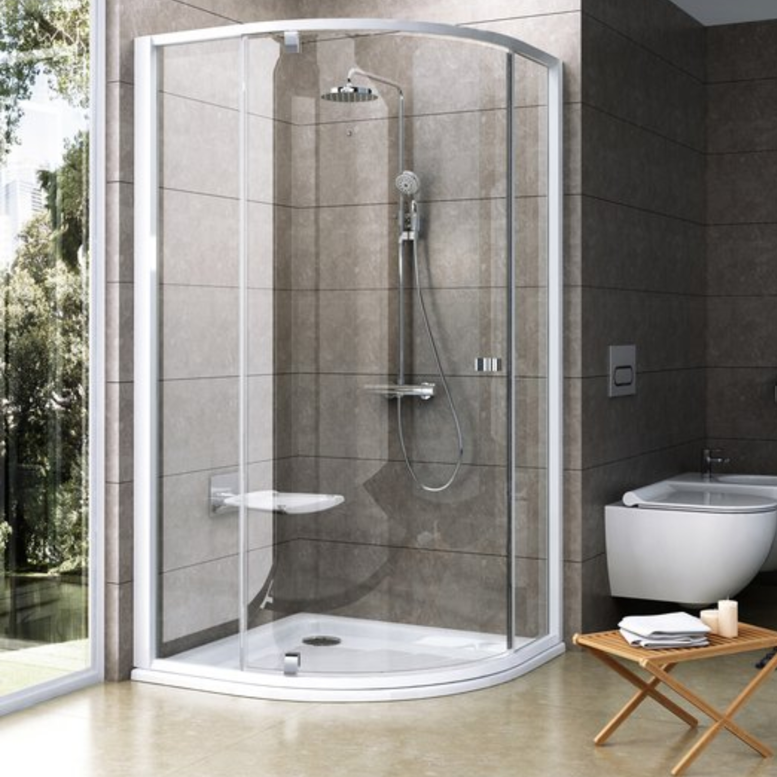 Ravak Pivot cabina de ducha 80x80 cm semicircular cromo brillo/vidrio transparente 37644100Z1
