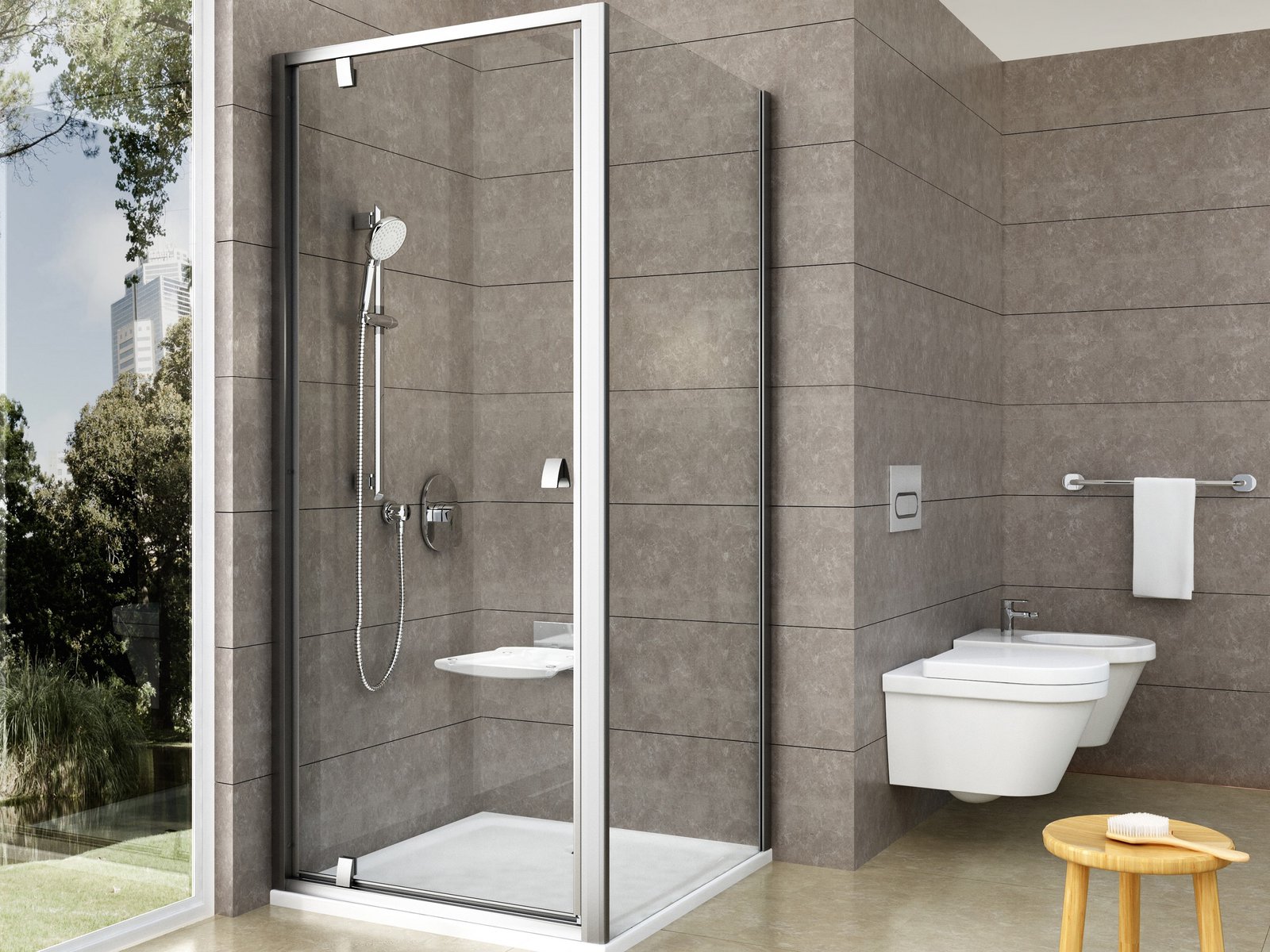Ravak Pivot puerta de ducha 80 cm oscilante satinado mate/vidrio transparente 03G40U00Z1