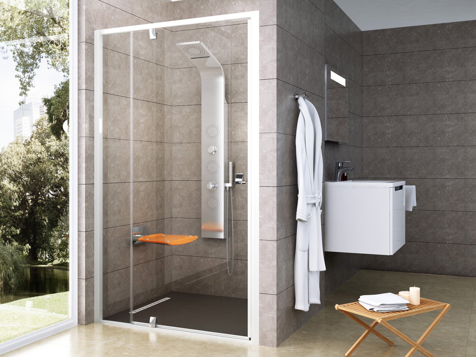 Ravak Pivot puerta de ducha 120 cm oscilante blanco brillante/vidrio transparente 03GA0100Z1