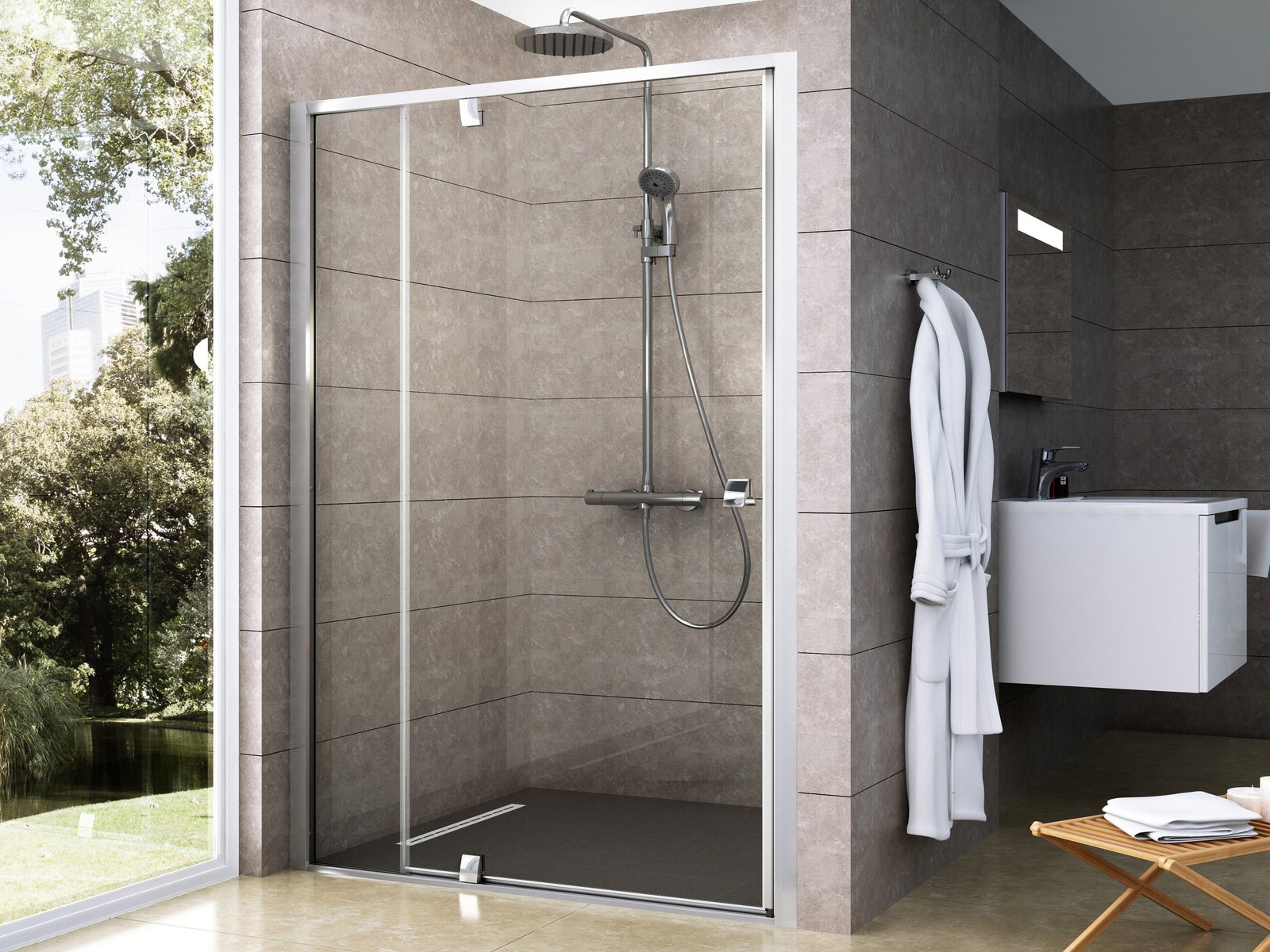 Ravak Pivot puerta de ducha 110 cm oscilante satinado mate/vidrio transparente 03GD0U00Z1