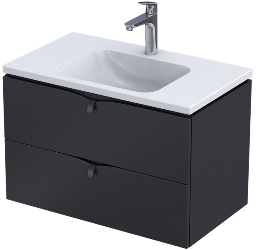 Oristo Siena armario 79.6x45.5x50 cm suspendido, para lavabo negro OR45-SD2S-80-8