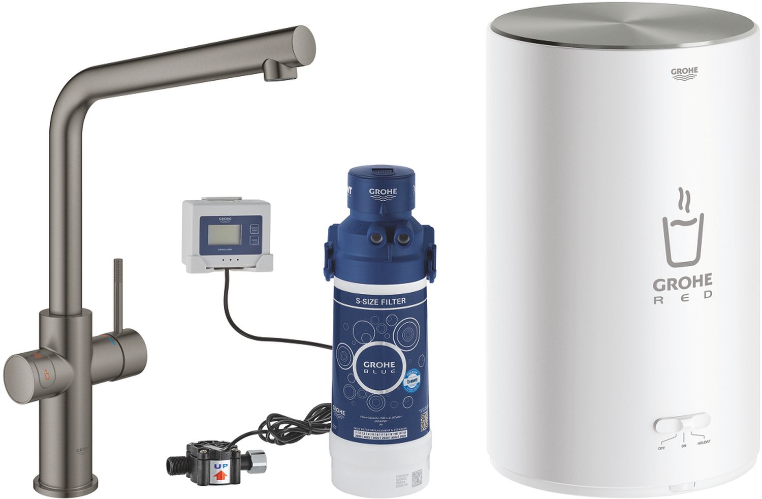Grohe Red grifo de cocina con calentador de agua de pie Brushed Hard Graphite 30327AL1